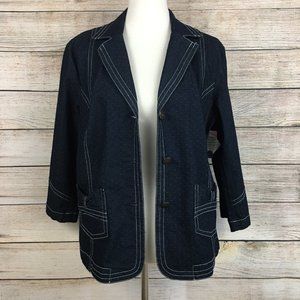 FDJ French Dressing Jean Jacket Blue with Polka Dot Slight Stretch Lightweight